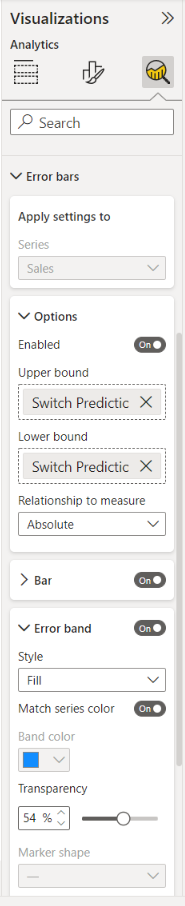 Screen showing how to creat a line chart in Power BI. Power BI, business intelligence, visual analytics, advanced analytics, big data analytics, visual reporting, powerbi