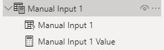 A screen showing how to use a manual input function in Power BI. Power BI, business intelligence, visual analytics, advanced analytics, big data analytics