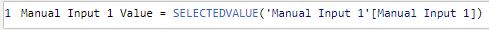 A prompt seen when using a manual input function in Power BI. Power BI, business intelligence, visual analytics, advanced analytics, visual reporting, powerbi, big data analytics